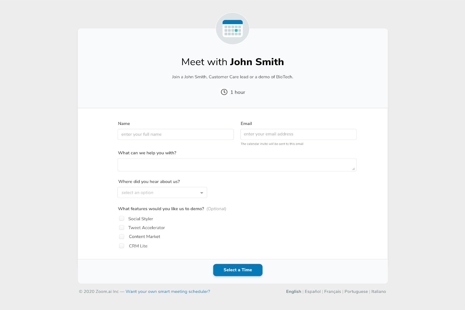 Personal scheduling URL feature